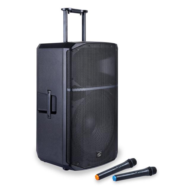 15” 2-Way Portable PA System with Battery, Trolley and Mobile App