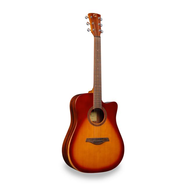 Dreadnought cutaway acoustic guitar with mahogany armrest and preamp (Glossy version)