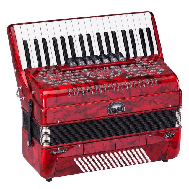 96 basses key accordion red perloid