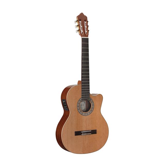 Solid cedar top classic guitar in glossy finish - Cutaway vers. w/preamp (Made in Europe)