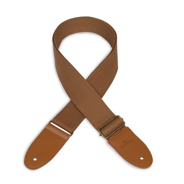 Tracolla per chitarra/basso in cotone con terminali in vera pelle