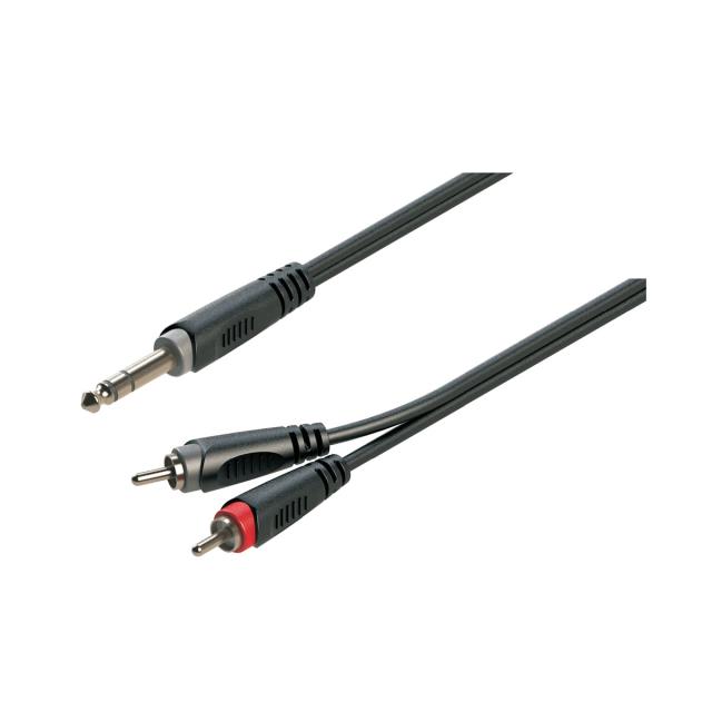 Adapter cable 6.3mm Jack male STEREO - 2xRCA male / 3mt