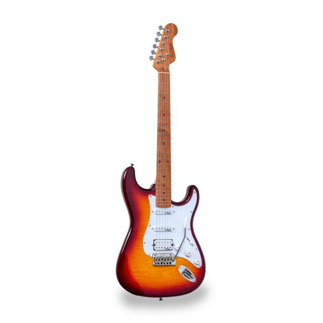 Chitarra elettrica double cutaway con 2 single coil + humbucker splittabile e meccaniche autobloccanti (equipaggiata Wilkinson)