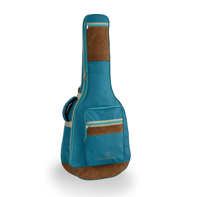 Borsa chitarra acustica con inserti in pelle suede