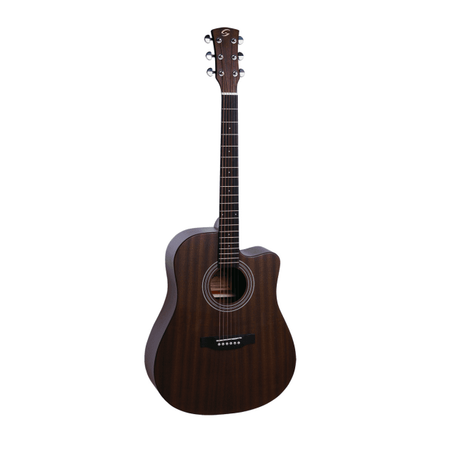 Chitarra acustica Dreadnought cutaway elettrificata con finitura open pore satinata