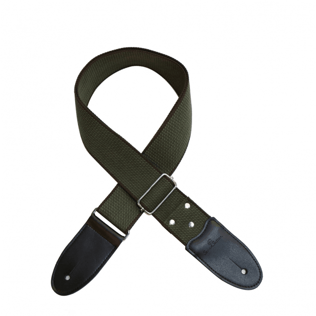 Tracolla per chitarra/basso in cotone con terminali in vera pelle