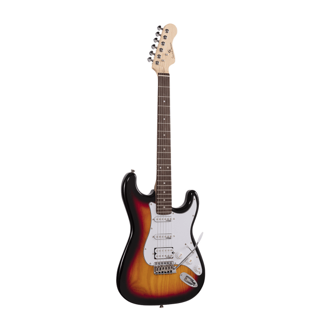 Chitarra elettrica double cutaway con 2 single coil + humbucker splittabile e meccaniche autobloccanti (equipaggiata Wilkinson, tastiera eco-rosewood)