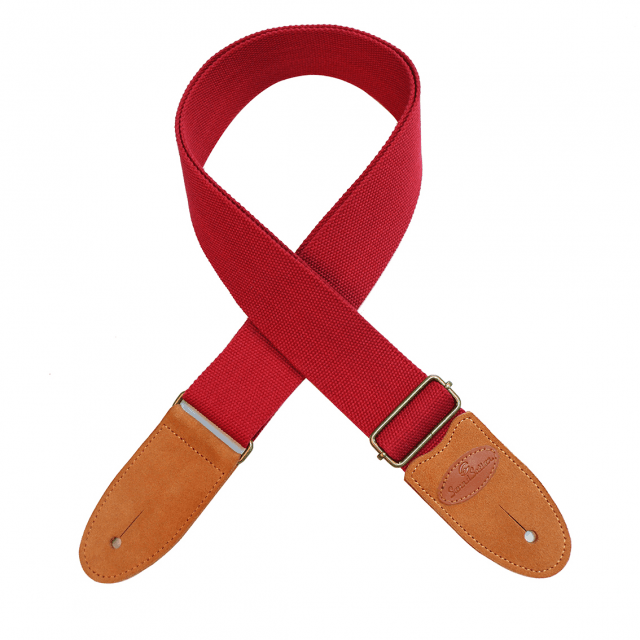 Tracolla per chitarra/basso in cotone con terminali in vera pelle scamosciata