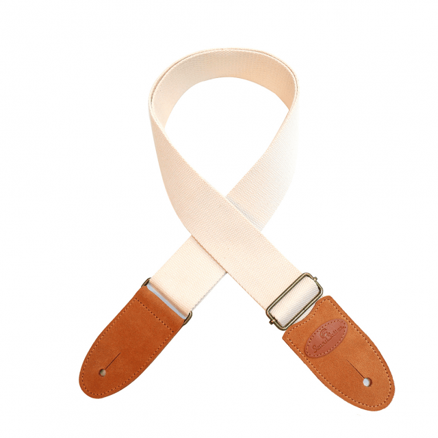 Tracolla per chitarra/basso in cotone con terminali in vera pelle scamosciata