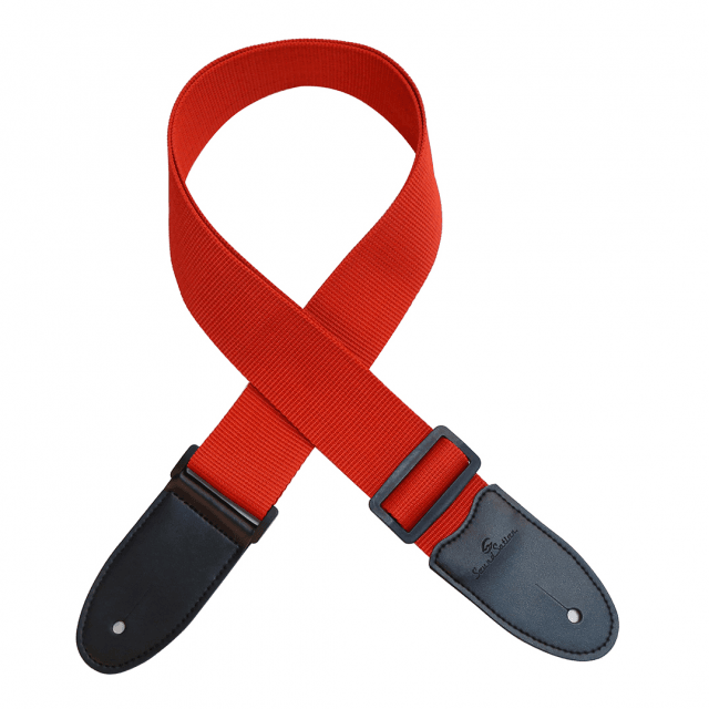 Tracolla per chitarra/basso in poliestere con terminali in pelle artificiale