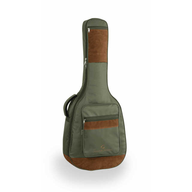 Borsa chitarra acustica con inserti in pelle suede