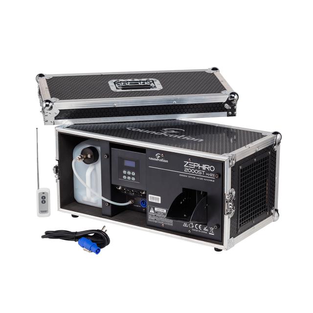 Powerful Haze Machine with adjustable output and speed, DMX control and Onboard LCD Display.