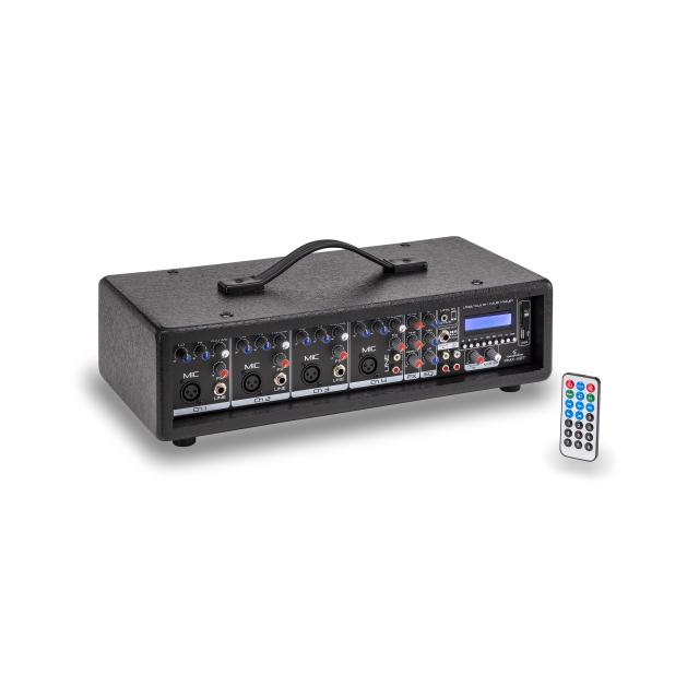 Mixer amplificato 6 canali da 200+00W max. con effetti, MP3 e BT