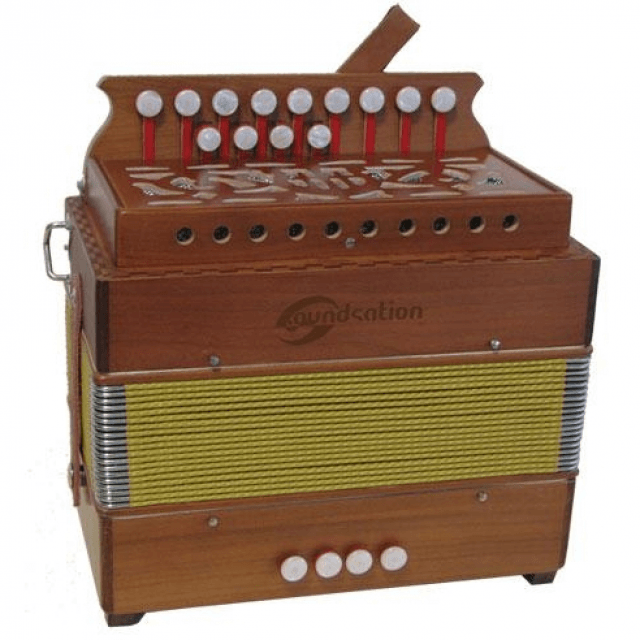 G diatonic accordion with natural wood finish