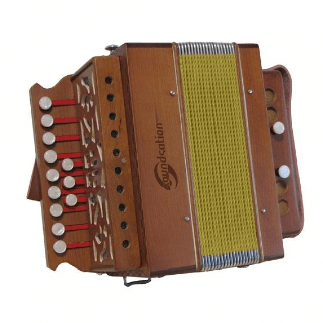 C diatonic accordion with natural wood finish