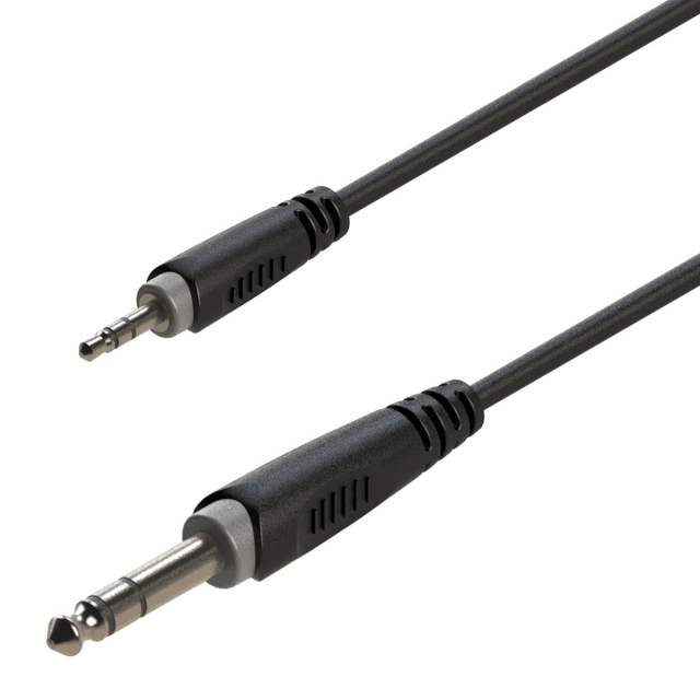 Adapter cable 3.5mm Jack male STEREO - 6.3mm Jack male STEREO / 3mt