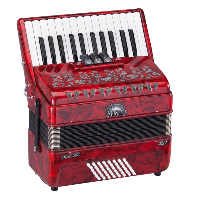48 bass 26 keys accordion red perloid