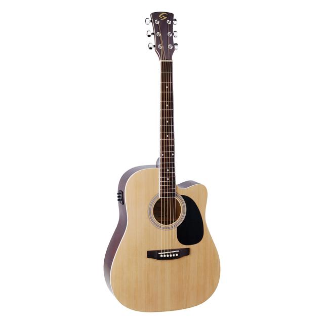 Dreadnought cutaway acoustic guitar with spruce top and preamp