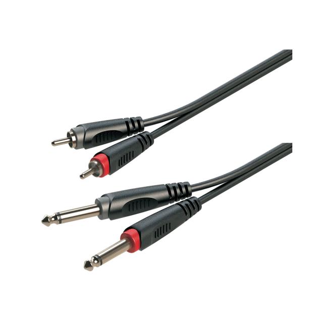 Adapter cable 2x6.3mm Jack male STEREO - 2xRCA male / 5mt