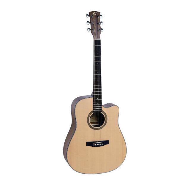 Chitarra acustica Dreadnought cutaway elettrificata con finitura open pore satinata
