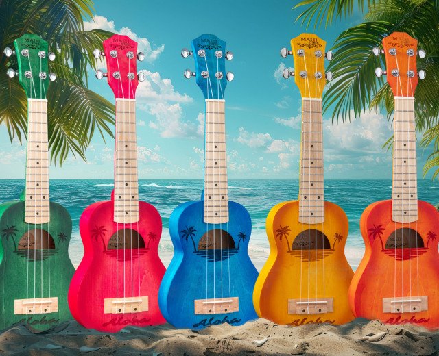 Color your summer with NEW MAUI ETCHED ukuleles!