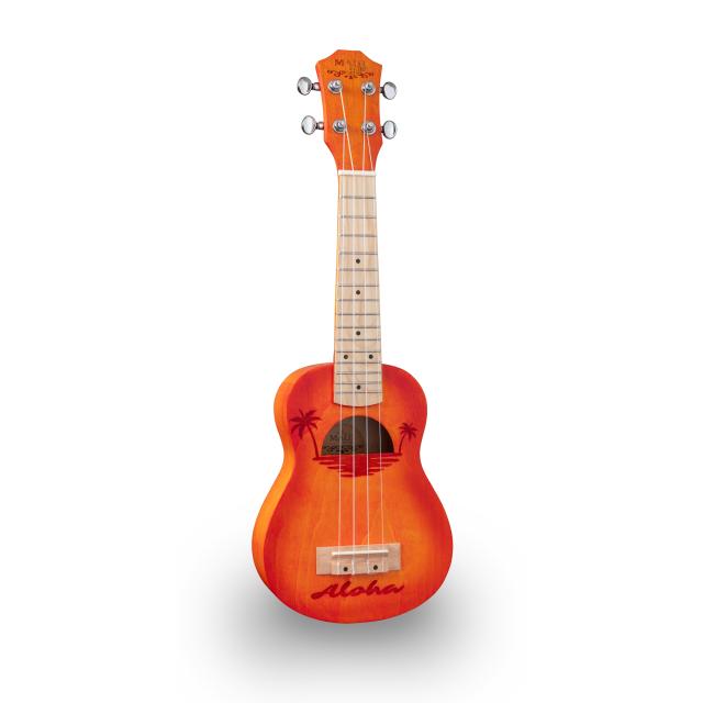 Ukulele soprano con disegno intarsiato e borsa