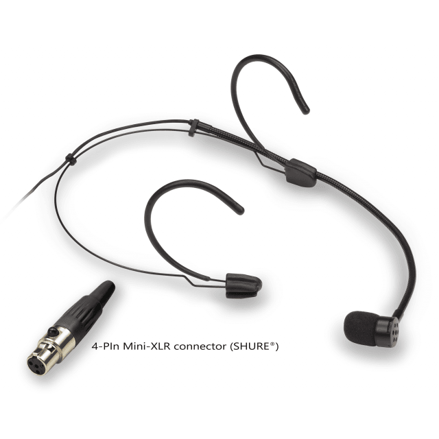 Cardioide Headset Mic., 4-Pin Mini-XLR, Black, Black (Shure® type)