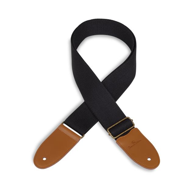 Cotton strap for guitar/bass with real leather ends