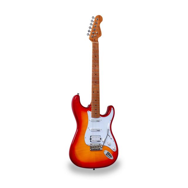 Chitarra elettrica double cutaway con 2 single coil + humbucker splittabile e meccaniche autobloccanti (equipaggiata Wilkinson)