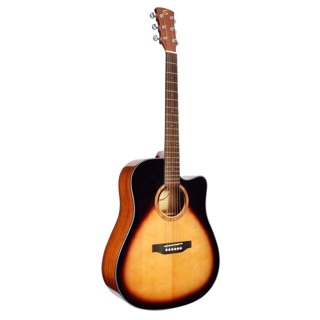 Chitarra acustica Dreadnought cutaway elettrificata con finitura lucida