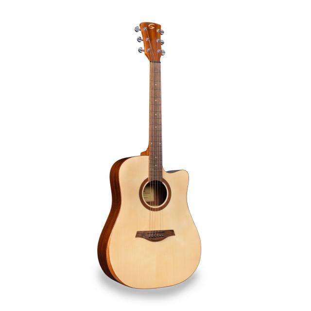 Dreadnought cutaway acoustic guitar with mahogany armrest and preamp (Glossy version)