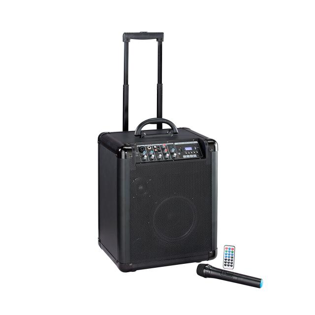Sistema PA a Batteria con Trolley, Radiomicrofono VHF, Bluetooth™, Lettore MP3 E Reverbero