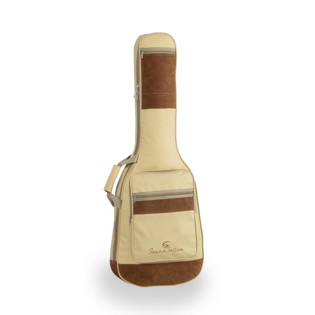 Electric guitar bag with suede leather inserts