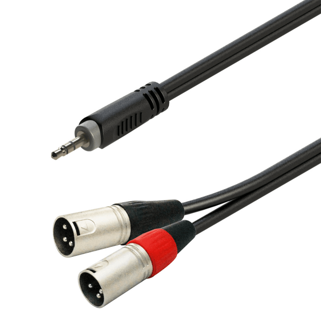 Cavo adattatore a Y bilanciato 3.5mm Jack maschio STEREO - 2xXLR 3P maschio / 1mt