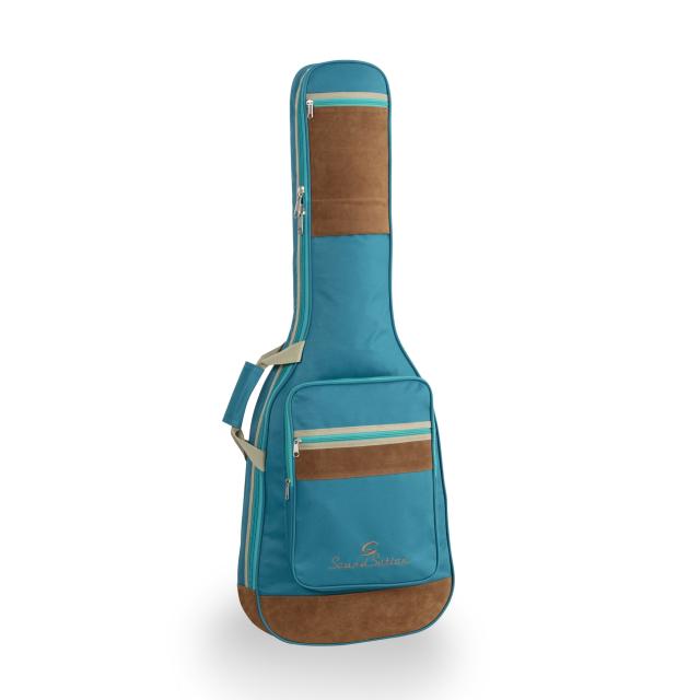 Electric guitar bag with suede leather inserts