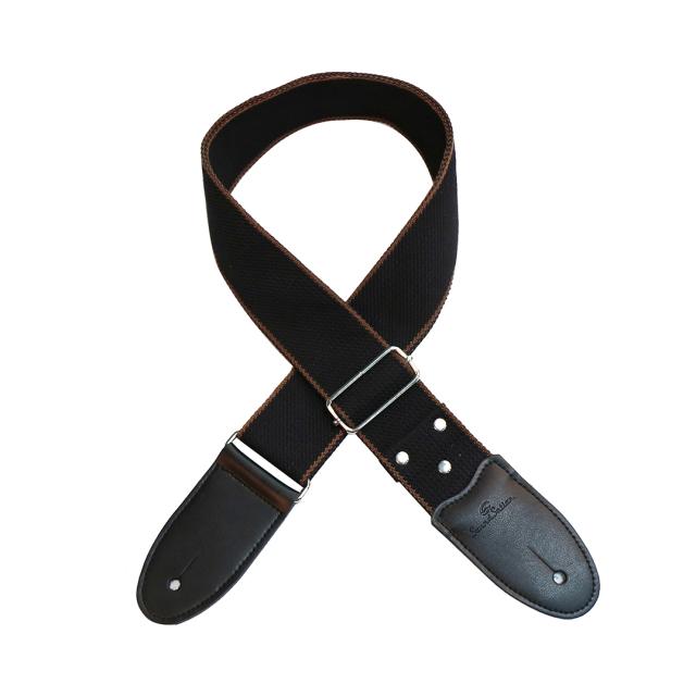 Cotton strap for guitar/bass with real leather ends