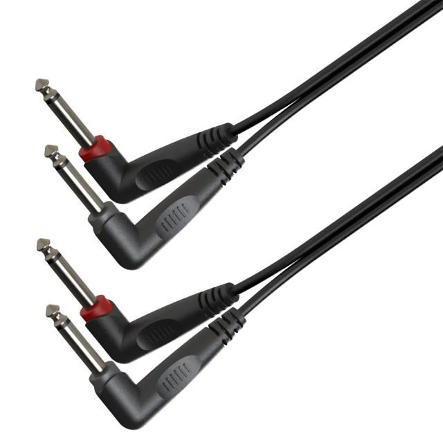 Adapter cable 2x6.3mm angled Jack male MONO - 2x6.3mm angled Jack male MONO / 1.5mt