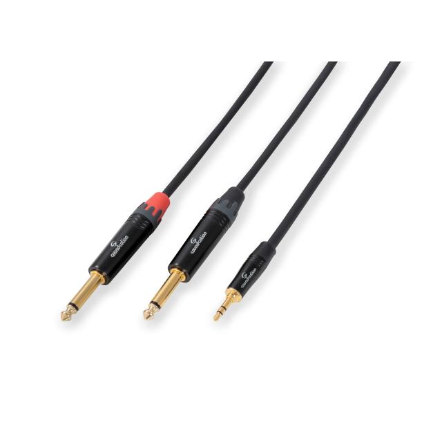 Cavo adattatore Wiremaster Mini jack stereo 3,5 - 2 x Jack 6,3 Mono / 5mt