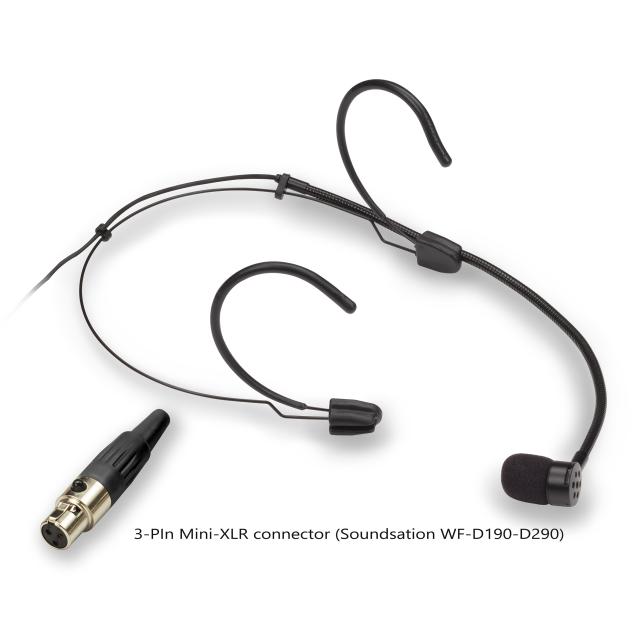 Mic. ad Archetto Cardioide, mini-XLR 3-Pin, Nero (per Soundsation WF-D190-D290)