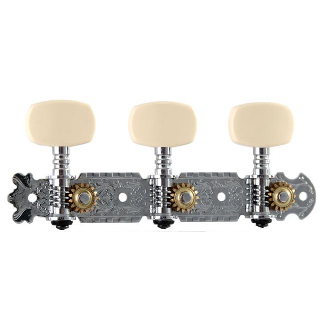 Chromed machine head set for classical guitar with metal pin