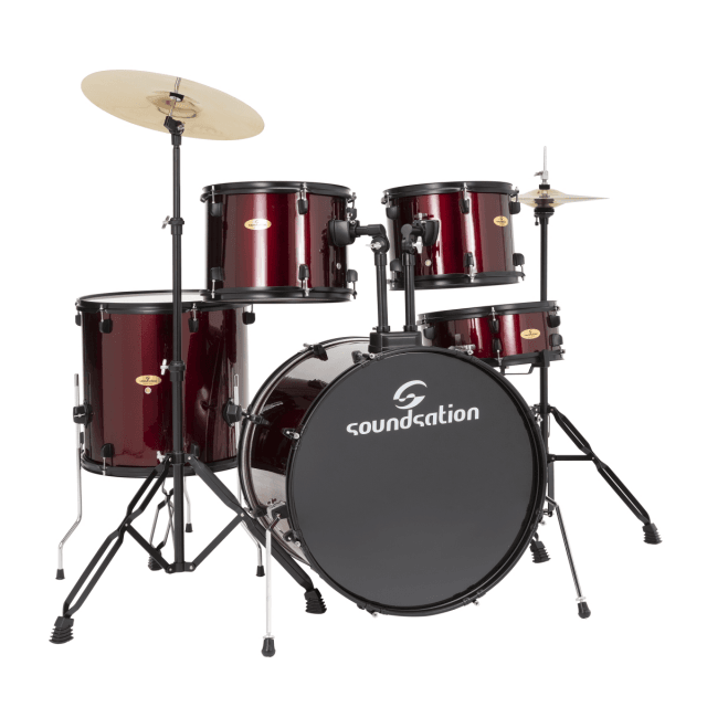 Wrapped finish Wine red 5 pcs Drum set in poplar