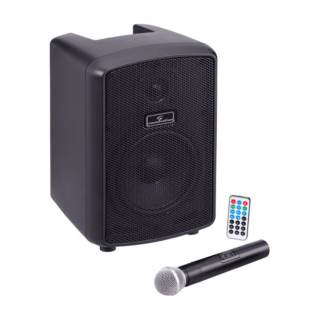 6.5" Portable PA System with UHF Wireless MIC, MP3/Bluetooth, and Rechargeable Battery
