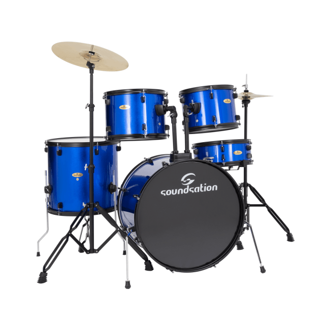 Wrapped metallic Blue finish 5 pcs Drum set in poplar