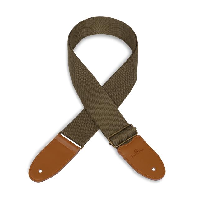 Cotton strap for guitar/bass with real leather ends