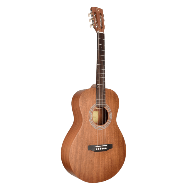 Parlor acoustic guitar in open pore satin finish