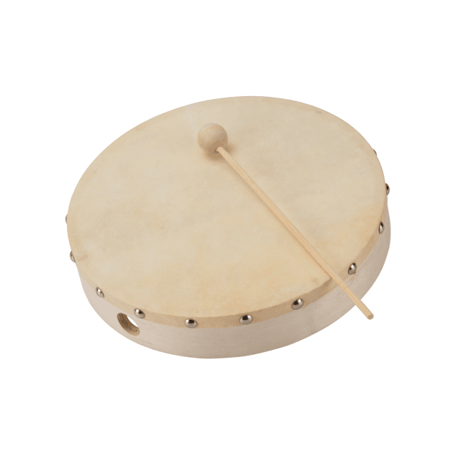 8" maple tambourine with beater and natural skin head