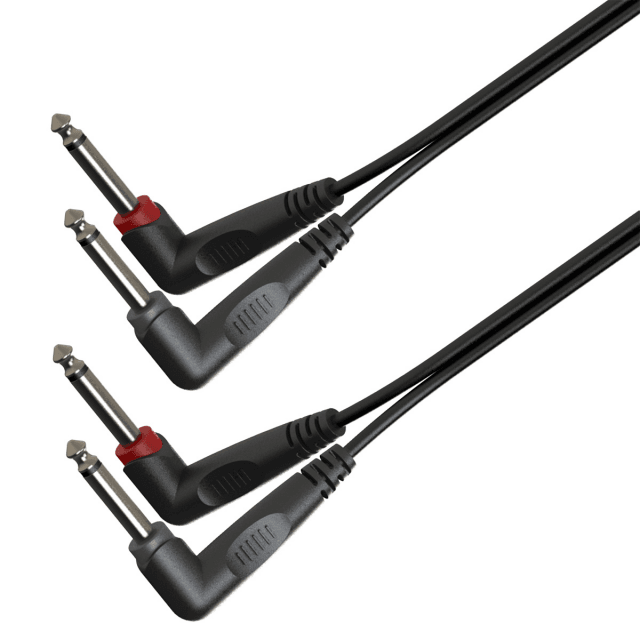 Cavo adattatore 2x6.3mm Jack angolato maschio MONO - 2x6.3mm Jack angolato maschio MONO / 0.6mt