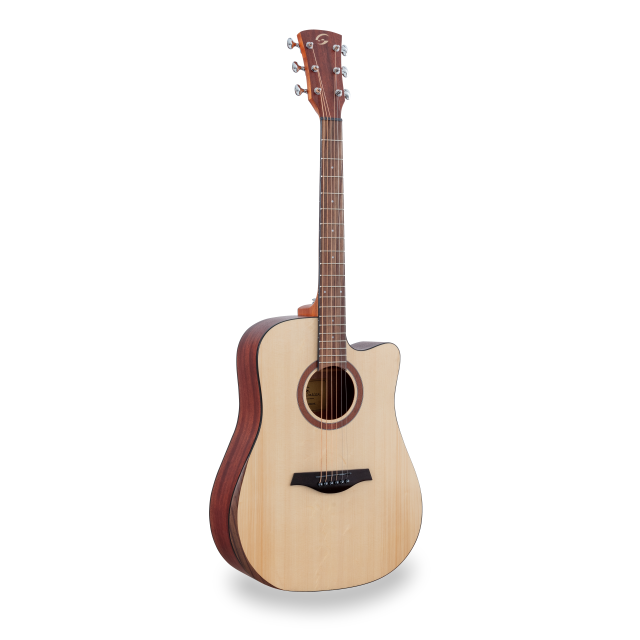 Dreadnought cutaway acoustic guitar with armrest and preamp