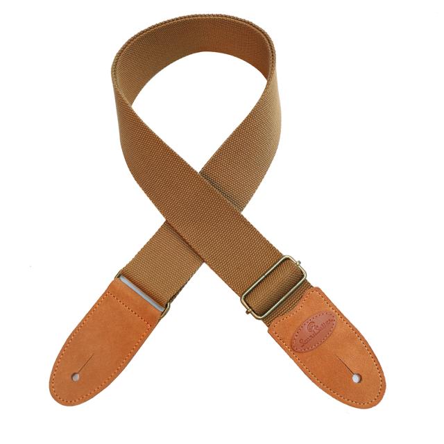 Cotton strap for guitar/bass with real suede leather ends
