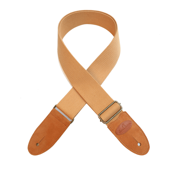 Tracolla per chitarra/basso in cotone con terminali in vera pelle scamosciata